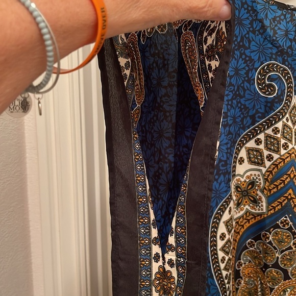 Gold Coast Kaftan Blue Paisley Pattern, Gold Glitter Accents women’s sz One Size - Picture 5 of 16